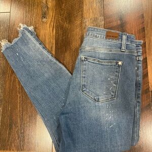 Judy Blue Distressed Ankle Jeans 82373 skinny fit shark bite size 7 28